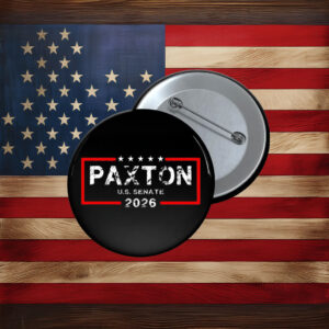 Paxton U.S. Senate 2026 Distressed Text Red Box Campaign Pin
