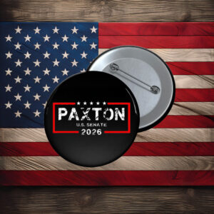 Paxton U.S. Senate 2026 Distressed Text Red Box Campaign Pin
