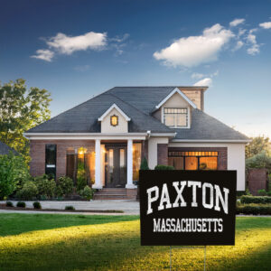 Welcome to Paxton MA Yard Sign – Vintage Athletic Hometown Sign